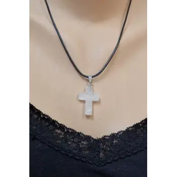 Kristal Kuvars Haç Kolye 104-6