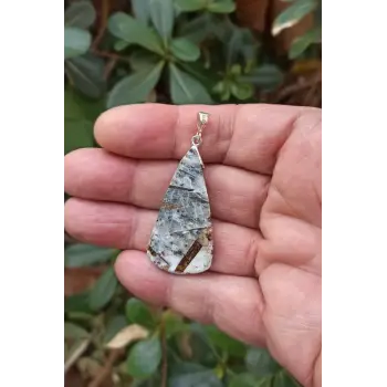Nadir Bulunan Astrofilit Taşı Gümüşlü Kolye Ucu Astrophyllite 400-24
