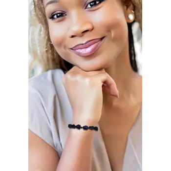 Obsidyen Bileklik Makrome Ayarlı 465-2