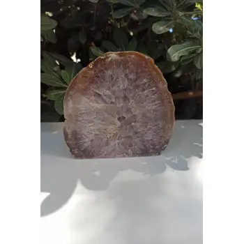 Ortası Ametist, Kuvars Kristali Dekoratif Akik Parça 32KA