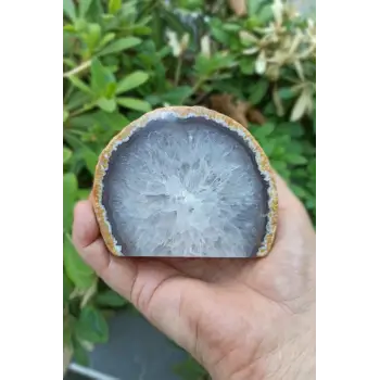 Ortası Kuvars Kristali Dekoratif Akik Parça DA31