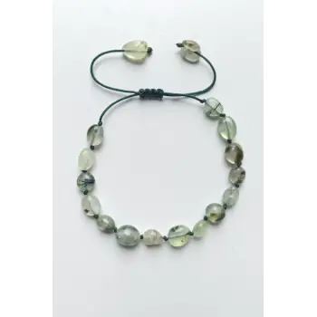 Prehnit Bileklik, Makrome Ayarlı 671-2