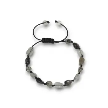 Siyah Turmalinli Kuvars Bileklik Makrome Ayarlı 541-2