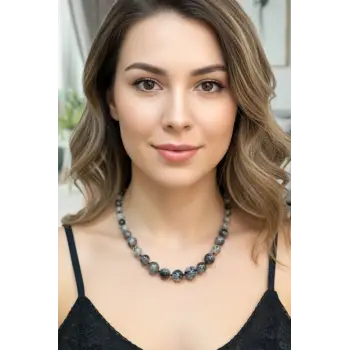 Siyah Turmalinli Kuvars Kolye - El İşi Süzme Tasarım 522-3