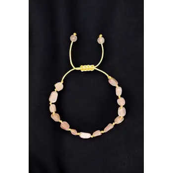 Turuncu Aytaşı Doğal Taş Bileklik Makrome Ayarlı 633-1 Peach Moonstone