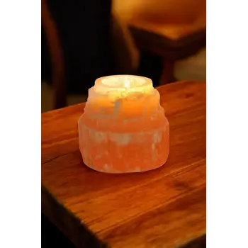 Turuncu Selenit Mumluk 8 Cm Tealight Mumluk