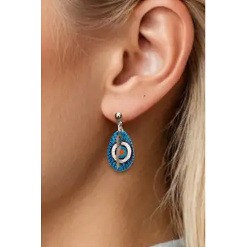 Üzeri Resimli Gerçek Deniz Kabuğu Küpe 30-D4