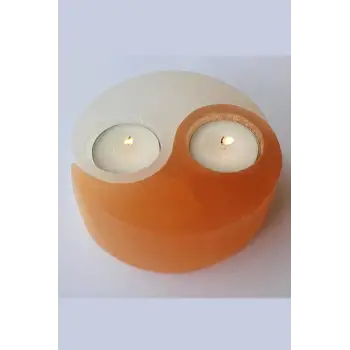 Yin Yang İkili Selenit Mumluk