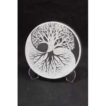 Ying Yang Hayat Ağacı Enerji Yükleyici Beyaz Selenit Plaka 58