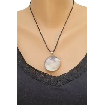 Yuvarlak Kesim Yılancık Taşı Büyük Boy Kolye Operculum 320-3