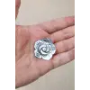 Gül Motifi Gri Renk Sedef Broş BR10-13
