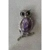 Baykuş Motifi Ametist Broş BR10-8
