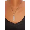 Beyaz Selenit Kolye Altıgen Point 305-2
