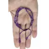Çift Sıralı Ametist Doğal Taş Bileklik, Makrome Ayarlı 311-5