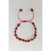Doğal Kırmızı Jasper Bileklik Makrome Ayarlı 668-3