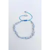 Doğal Taş Mavi Akik Bileklik, Makrome Ayarlı 679-2