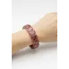 Geniş Taşlı Doğal Çilek Kuvars Bileklik 468-2