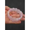 Geniş Taşlı Doğal Pembe Kuvars Bileklik 341-2