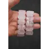 Geniş Taşlı Doğal Pembe Kuvars Bileklik 341-2