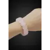 Geniş Taşlı Doğal Pembe Kuvars Bileklik 341-2