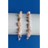 Pembe Beyaz Opal Bileklik Makrome Ayarlı 669-4