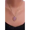 Pembe Kuvars Kolye Kalp Kesim 453-4