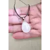 Süt Kuvars Deri İpli Kolye 454-1