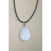 Süt Kuvars Deri İpli Kolye 454-1