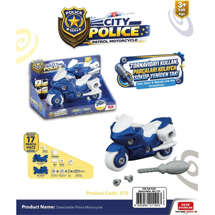 Detachable Police Motorcycle - Sök-Tak Polis Motorsiklet