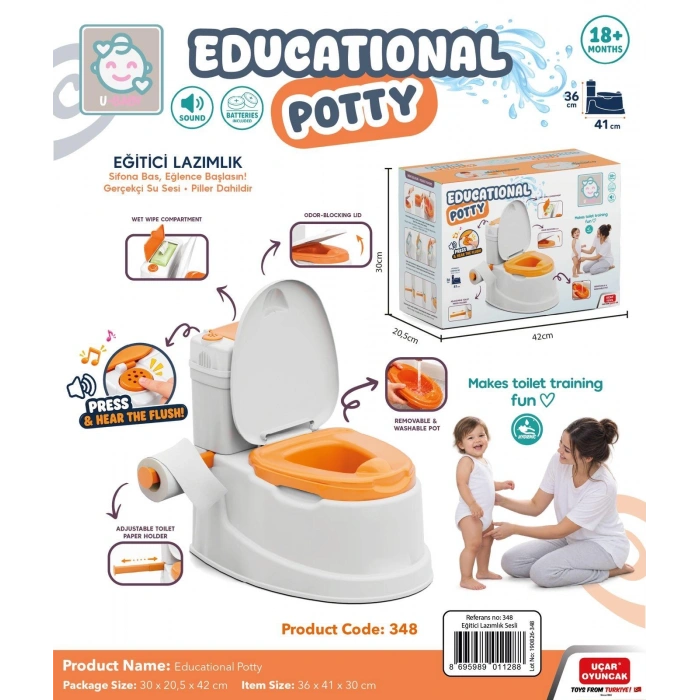 Educational Potty - Eğitici Lazımlık Sesli ve Gerçekçi Sifon Özellikli
