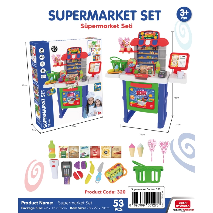 Supermarket Cashier Set with Fruit Mix (78cm)