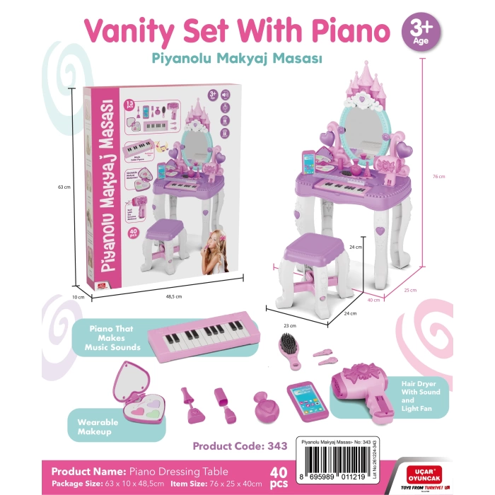 Vanity Set With Piano and Chair