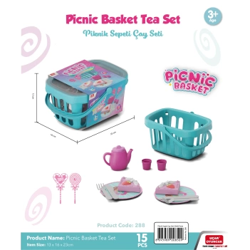 Büyük Piknik Sepeti (çay,bardak,tabak,çilekli pasta)