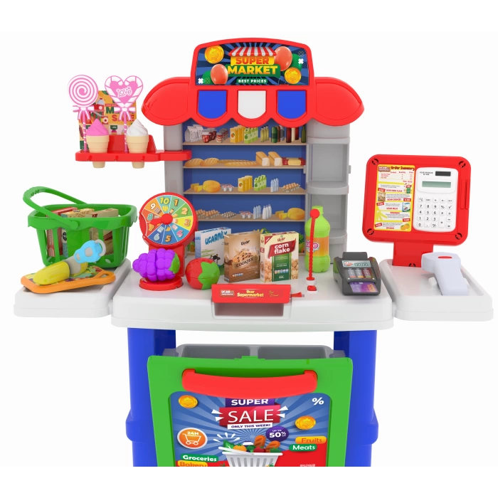 Supermarket Cashier Set with Fruit Mix (78cm)