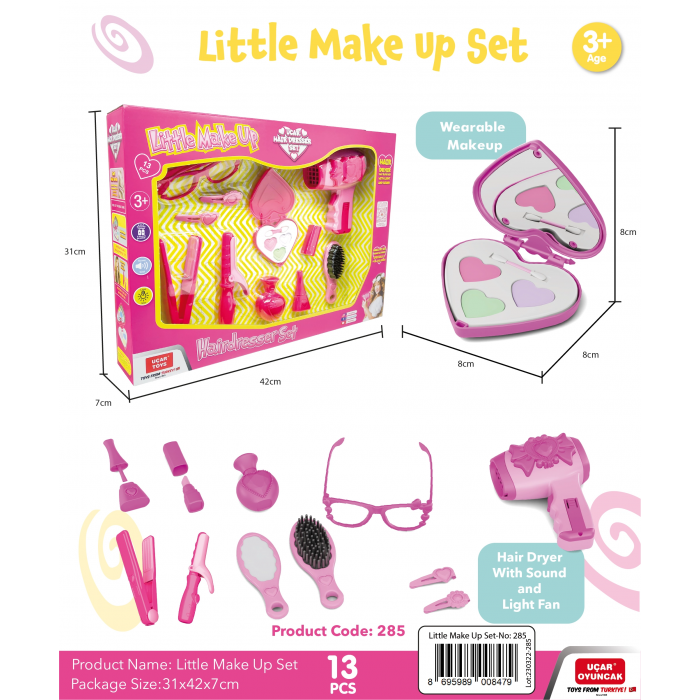 1.⁠ ⁠Little Make Up Set 13 Parça Makyaj & Kuaför Seti 2. 13 Parça