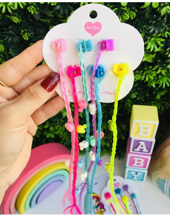 6lı Karışık Objeli Örgülü Saç