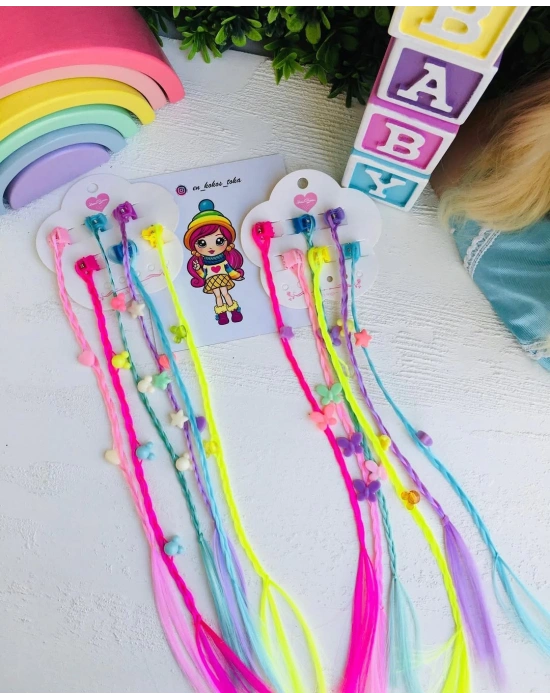 6lı Karışık Objeli Örgülü Saç