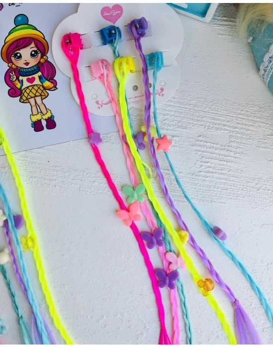 6lı Karışık Objeli Örgülü Saç