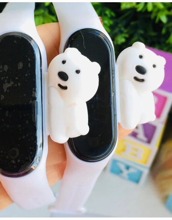 Beyaz Ayıcıklı 3D Dijital Saat