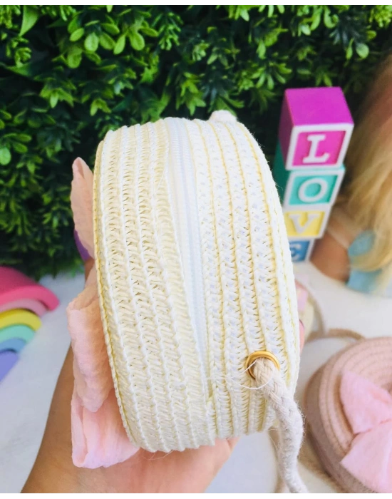 Büyük Boy Fiyonk Detaylı Hasır Çanta