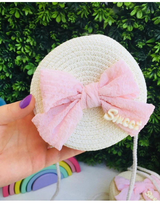 Büyük Boy Fiyonk Detaylı Hasır Çanta