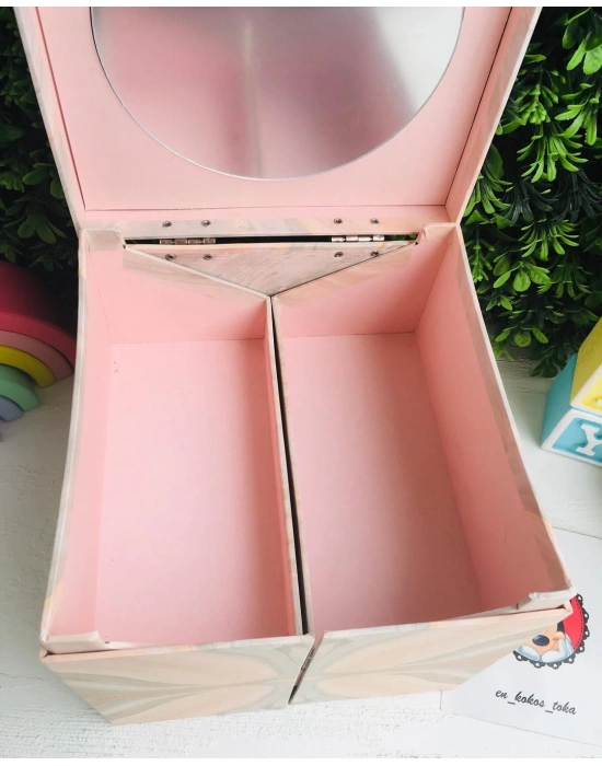 Çekmeceli Ayna Detaylı Büyük Boy Takı Toka kutusu