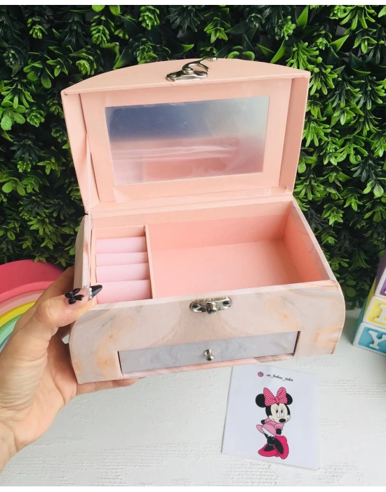 Çekmeceli Ayna Detaylı Takı Toka Kutusu