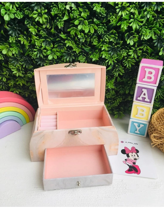 Çekmeceli Ayna Detaylı Takı Toka Kutusu