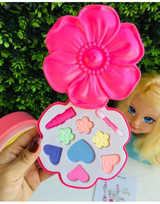 Çiçek Desenli Gerçek Sürülebilir Makyaj Seti