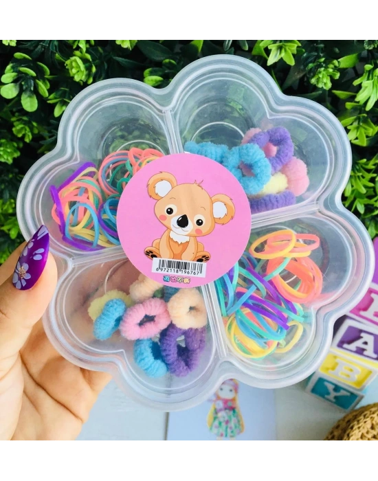 Çiçek Desenli Kutuda Lastik Tokalar