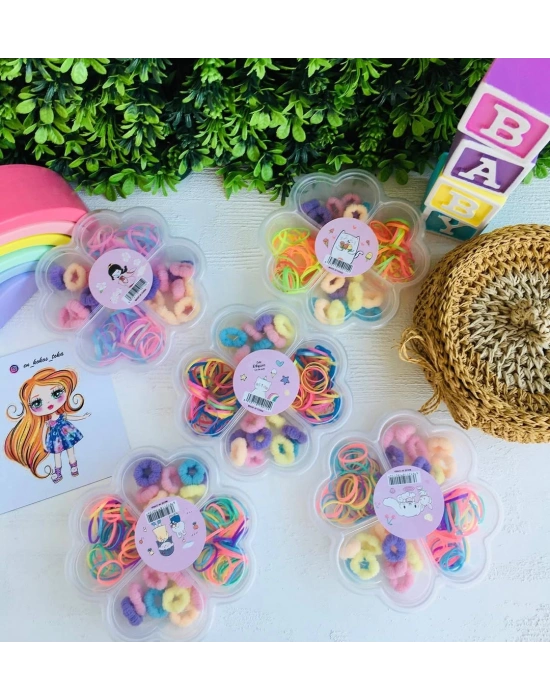 Çiçek Desenli Kutuda Lastik Tokalar