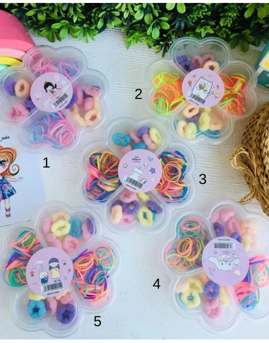 Çiçek Desenli Kutuda Lastik Tokalar