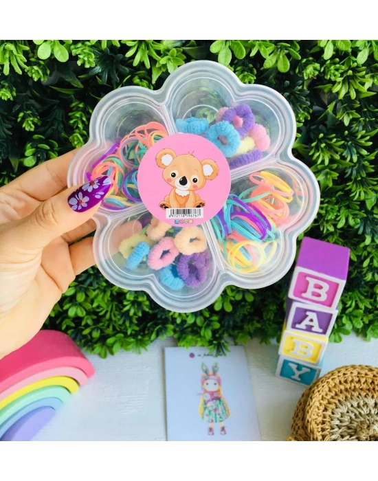 Çiçek Desenli Kutuda Lastik Tokalar