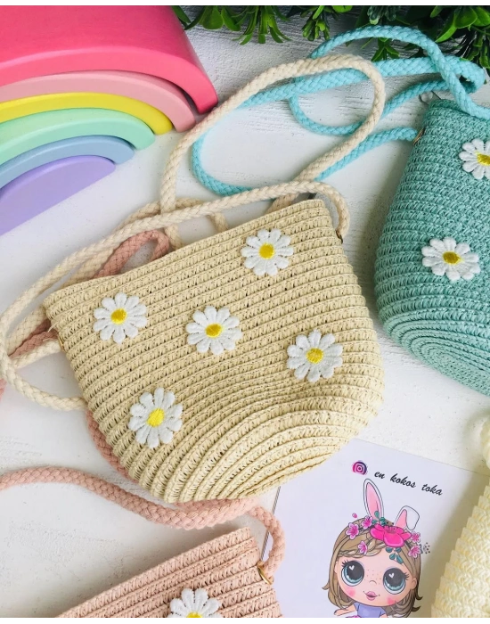 Çiçekli Hasır Çanta